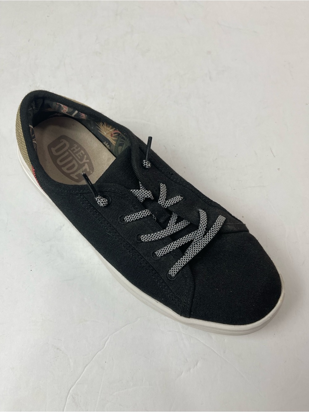Hey Dude Cody Craft Womens Shoes Sneakers Size 9 Black White Slip On Casual